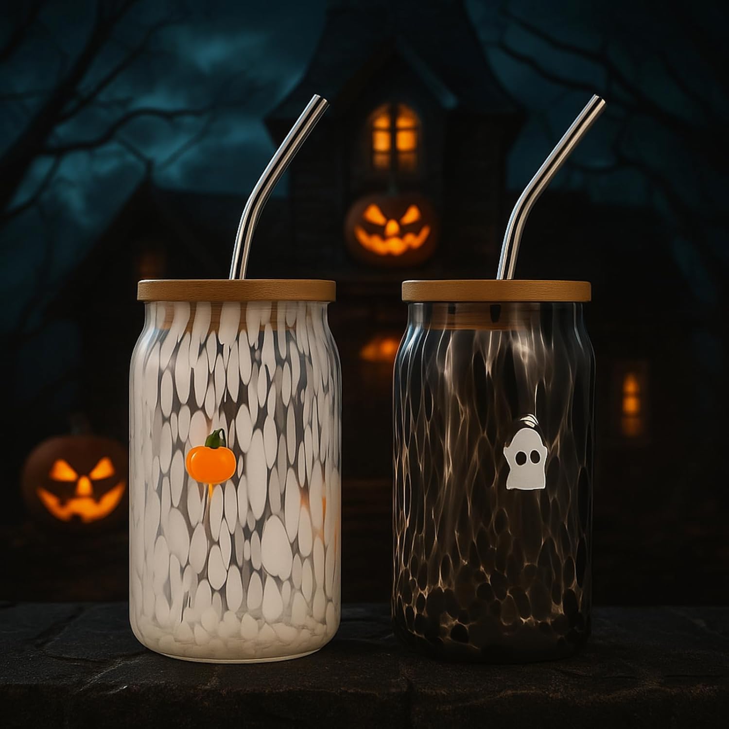 2 count Icon Juice Glass Tumbler-18 oz Icon Can Shape Glass Cups with Lid and Straws, Coffee, , Soda, Juice, Summer Drinking for Halloween Christmas Party Favors ( and Pumpkin) 2 count Icon Juice Glass Tumbler-18 oz Icon Can Shape Glass Cups with Lid and Straws, Coffee, , Soda, Juice, Summer Drinking for Halloween Christmas Party Favors ( and Pumpkin)