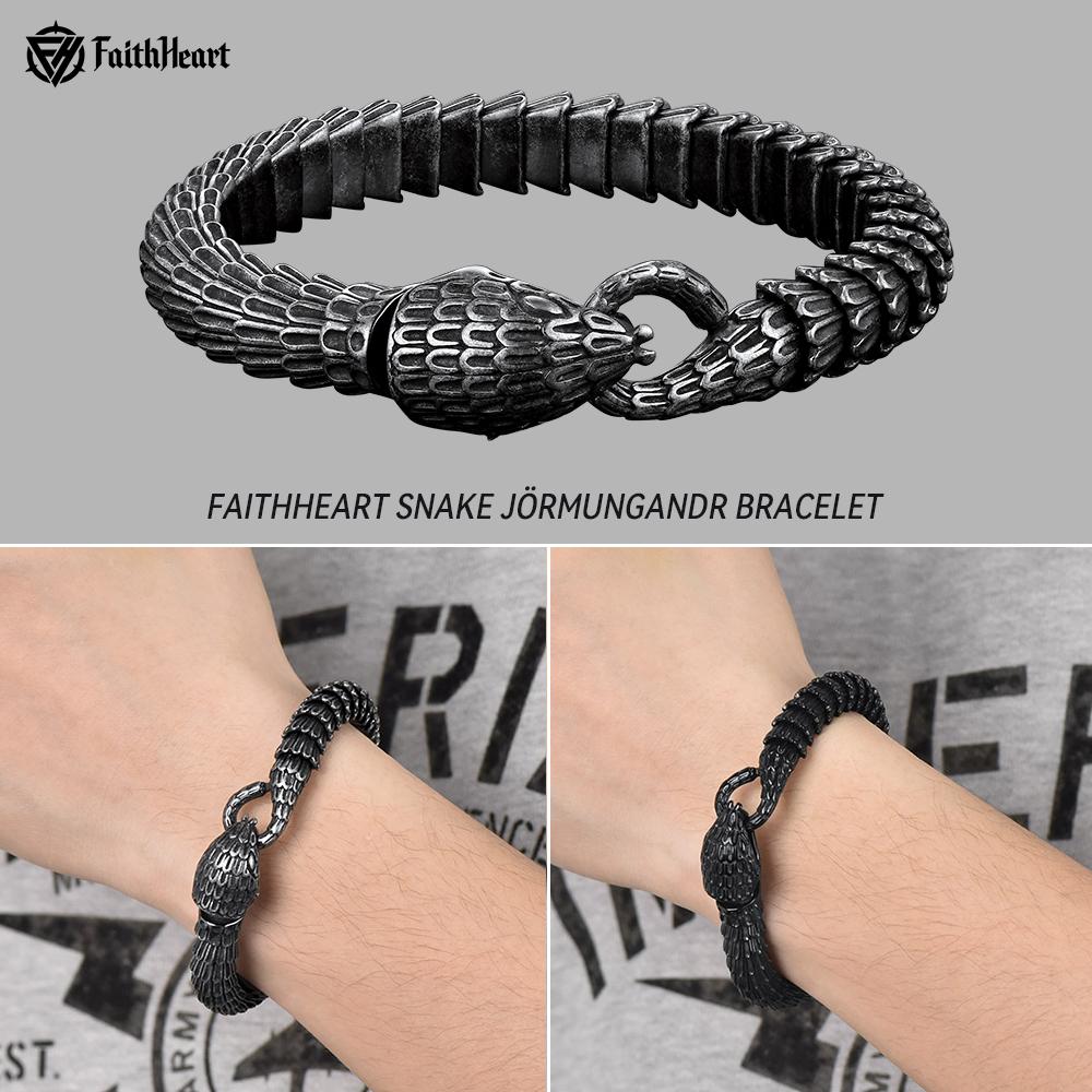 FaithHeart Viking Jörmungandr Bangle Bracelet Stainless Steel