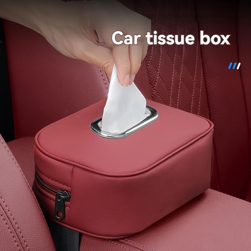 1 piece PU leather car tissue box bracket, multi-functional storage box, suitable for sun visor, seat back, armrest - vehicle interior accessories