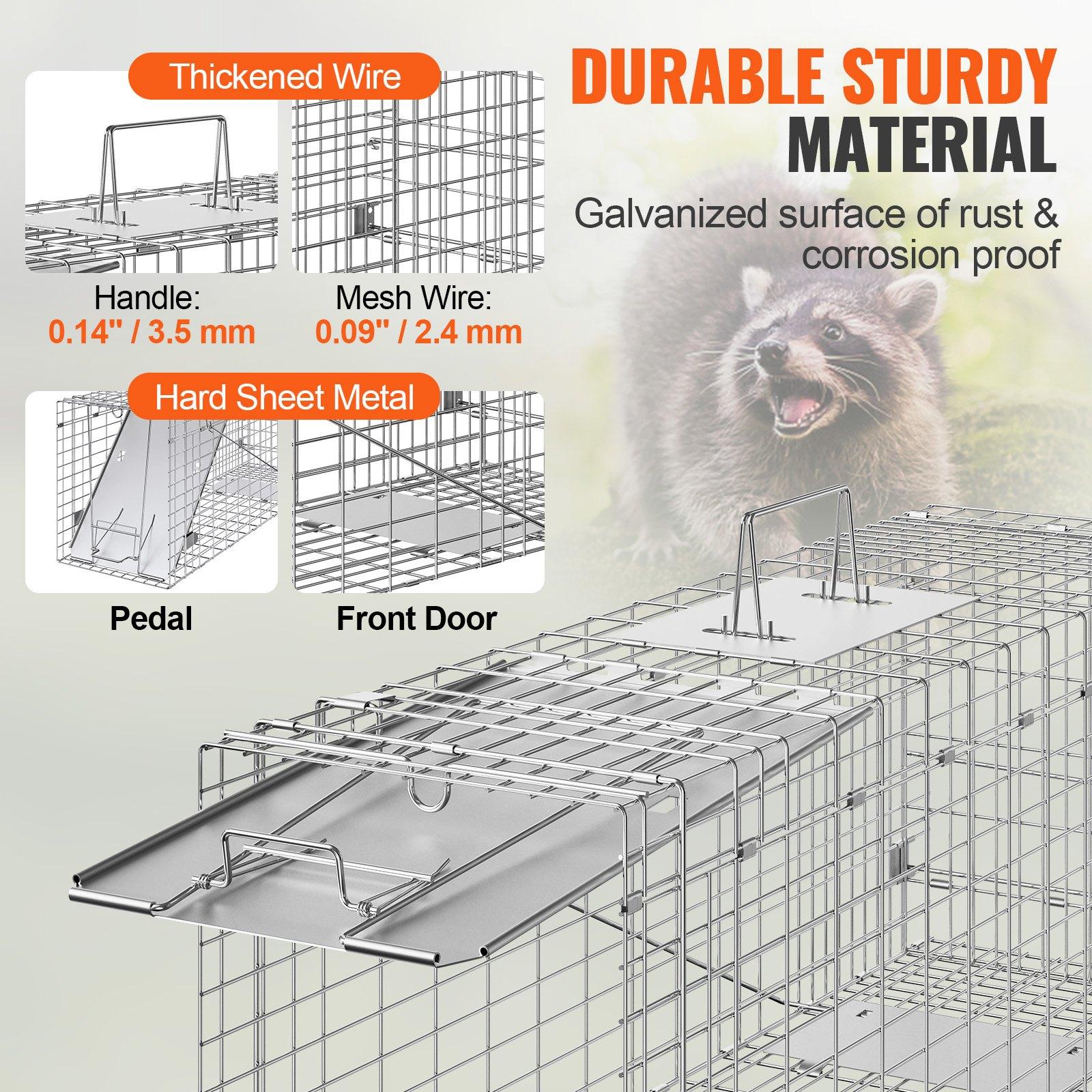 【DealsForYouDays】VEVOR Humane Live Animal Cage Trap, 31x10x12" Galvanized Iron Folding Trap with Handle, for Stray Cats, Raccoons, Groundhogs (Tools & Hardware, Hand Tools Accessory)