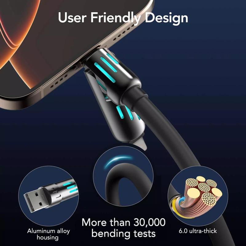 [Buy 1 Get 2 Free]4-in-1 6.6ft Multi USB Charging Cable with Breathing Light,USB A,USB A,Type C,Lightning-MAX65W Fast Charging & Data Sync for iPhone16/15.
