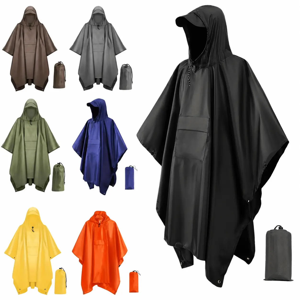 Waterproof Raincoat for Outdoor Users - Lightweight, Compact Pack, Adjustable Hood, Secure Front Pocket, One Size - Ideal for Hiking & Travel