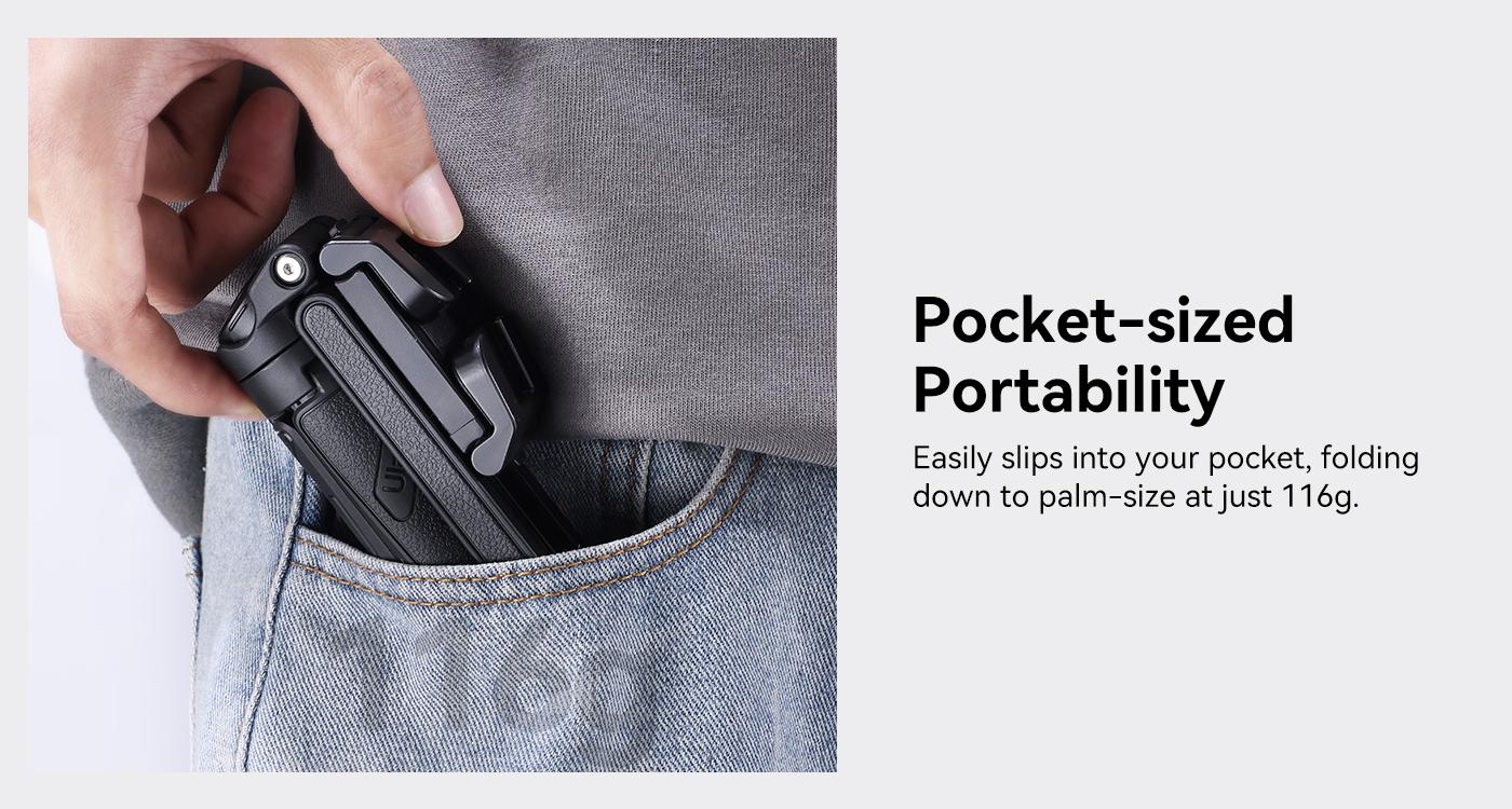 ULANZI JJ02 Selfie Stick Tripod, Extendable Grip Phone Tripod with Detachable Remote Pocket Size, 3-in-1 Mini Phone Grip 2 Cold Shoe, 10m/393.7'' Wireless Shutter, Vlog Livestreaming Photography