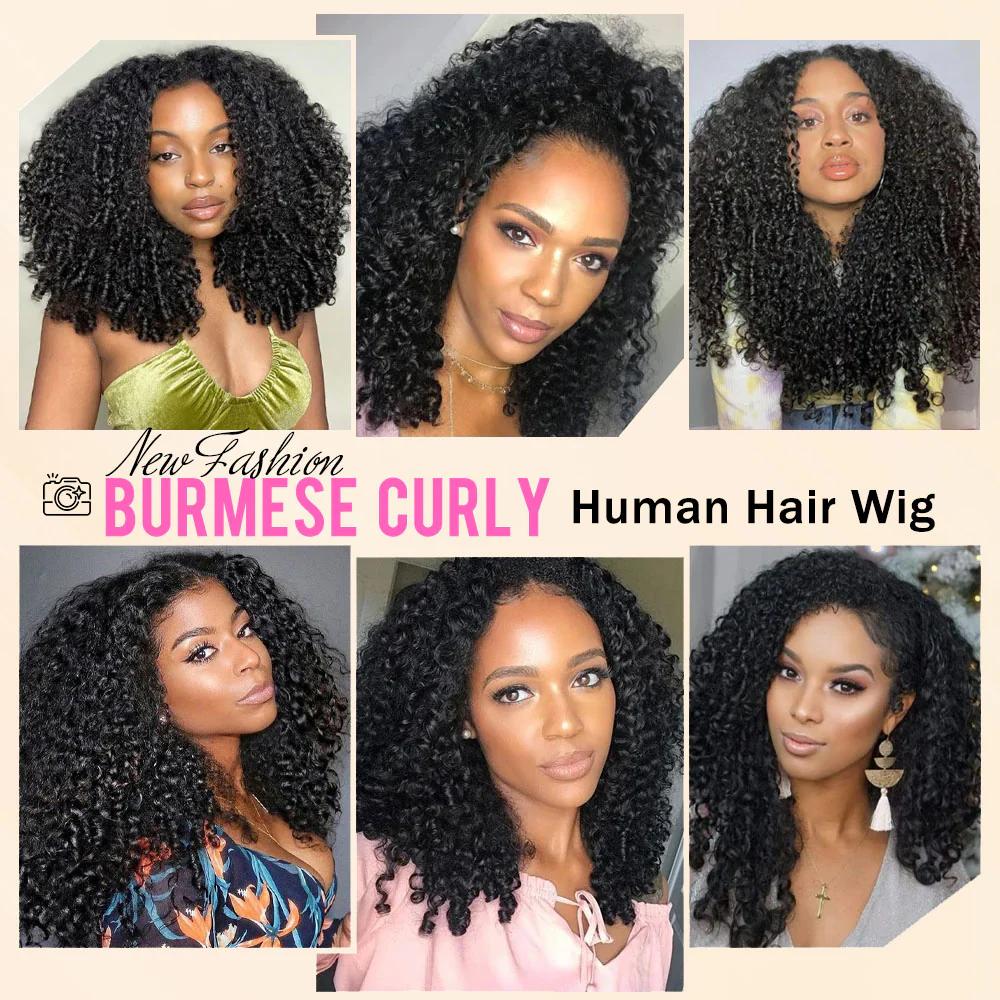 Recool Hair Yaki Loose Body Burmese Curly Yaki Straight V Part Wig Invisible Drawstring Human Hair Wig 180% 250% Density Real Scalp No Leave Out Glueless Wig High-Quality 100% Human Hair Beginner Friendly