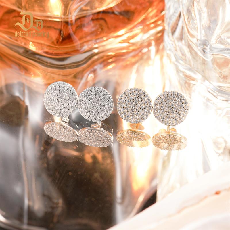 Delzzad 14K Gold-Plated Iced Out Circle Shape Stud Earrings Lab-Created Moissanite Stud Earring S925 Sterling Silver Moissanite Jewelry Perfect Christmas Gift Delzzad 14K Gold-Plated Iced Out Circle Shape Stud Earrings Lab-Created Moissanite Stud Earring S925 Sterling Silver Moissanite Jewelry Perfect Christmas Gift