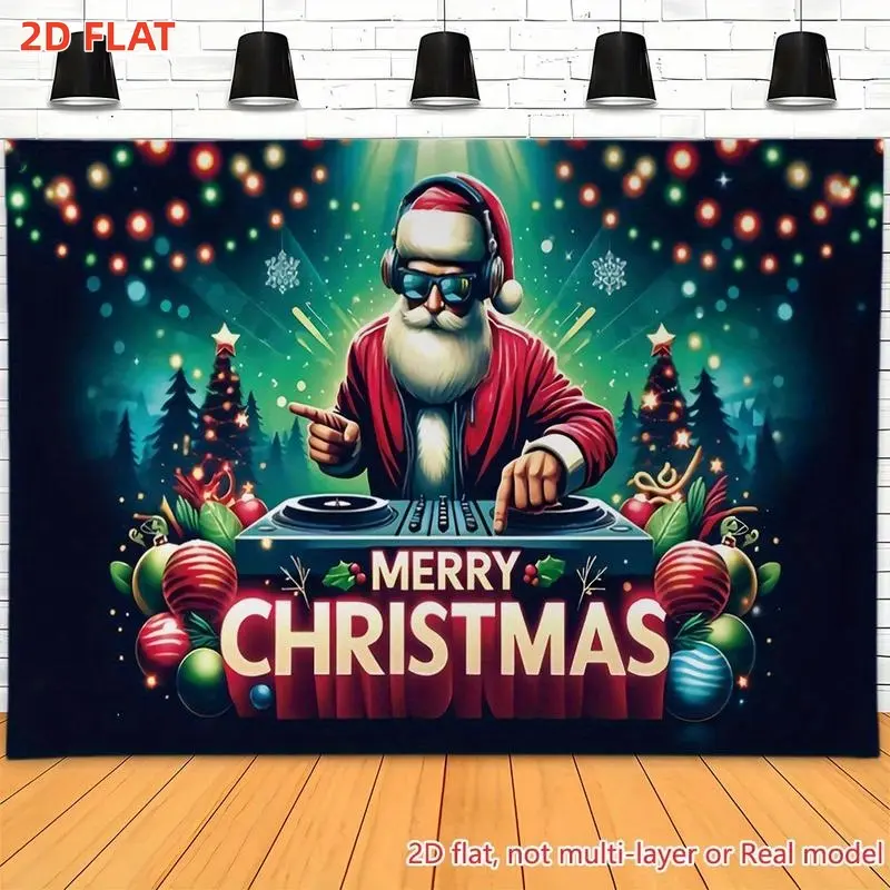 2D Flat Printing Party Banners Merry Christmas Dj Backdrop Banner Hd Printing Backdrop Photography Wall Decoration For Generically Themed Multipurpose Festive Decoration Garden, Courtyard& Parties, Home Decor Easy Hanging For Outd