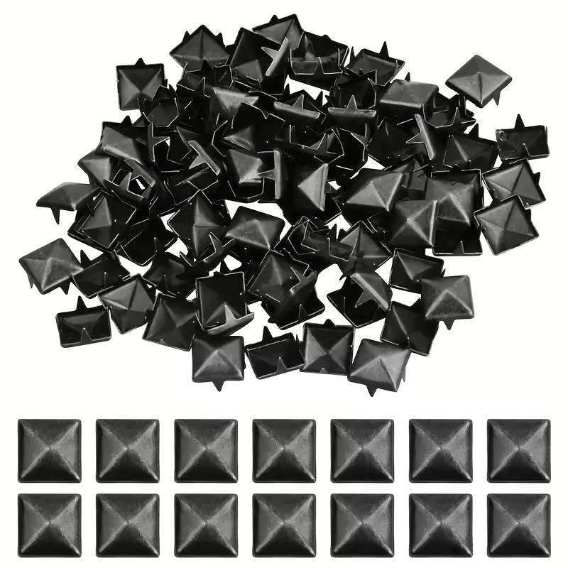 101 Metal Pyramid Rivets, 4-Prong Square Head Nails, Ideal for Leather Crafts, Punk Rock, Clothing, Bags, Shoe Crafting