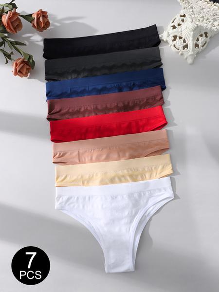 7PCS Women's Seamless Low Waist Triangle Panties, Soft Minimalist Panty, 7-Piece Set, Casual Fitted Underwear, All-Season Comfortable Lingerie