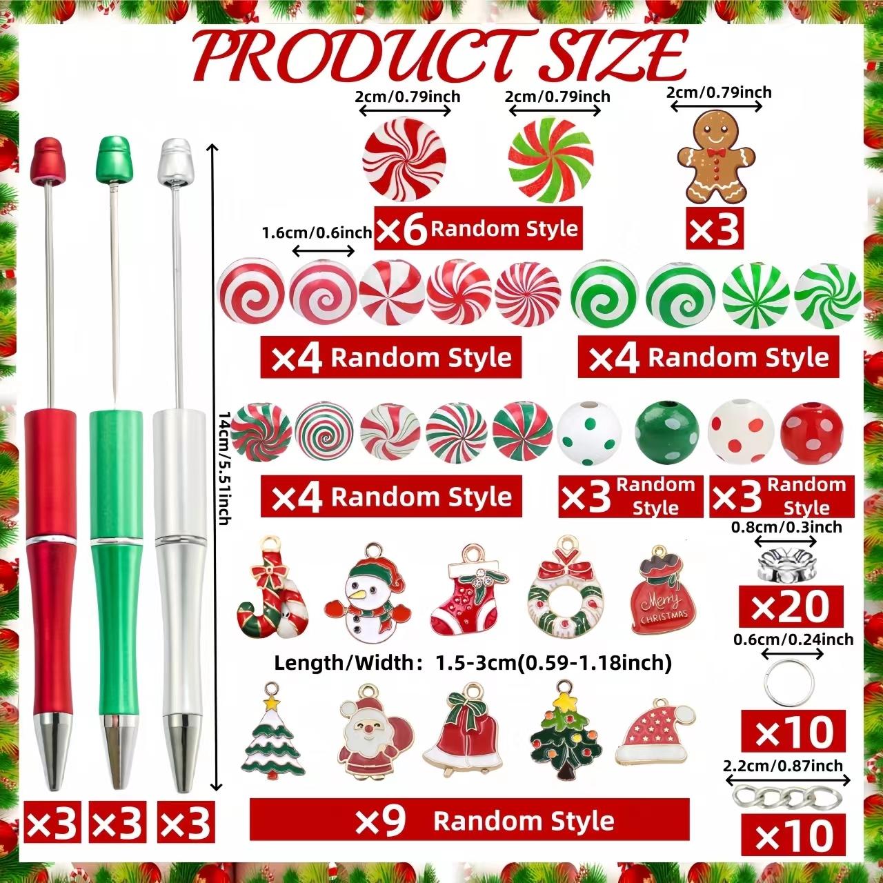 Merry Christmas DIY Beaded Ballpoint Pens, Wooden Beads & Alloy Pendants, Perfect Holiday Gifts for School & Office Supplies, Specialty Pen