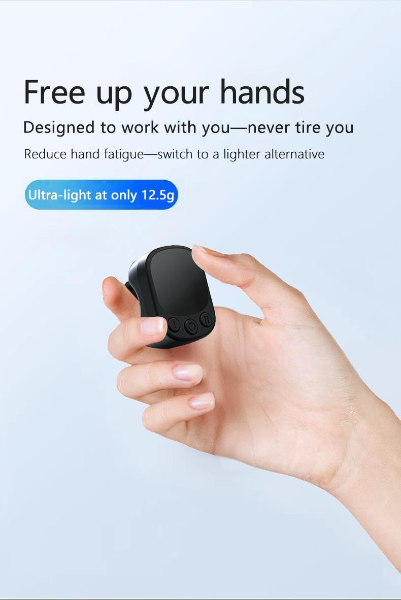 Scrolling Ring Remote Control Scroller Page Turner, Air Mouse Touch Screen Remote Control, Bluetooth Selfie & Video Recording Remote, Music Control for iPhone, iPad, Android, Smartphone, Mouse Ring Remote Control with Touchpad