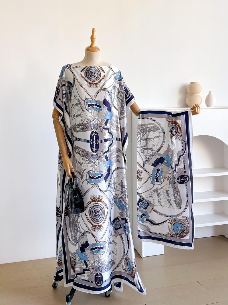 Women's Colorblock Print Long Scarf & Poncho Set, Casual Soft Comfortable Shawl for Beach Vacation, Fashion Accessories for Women & Girls