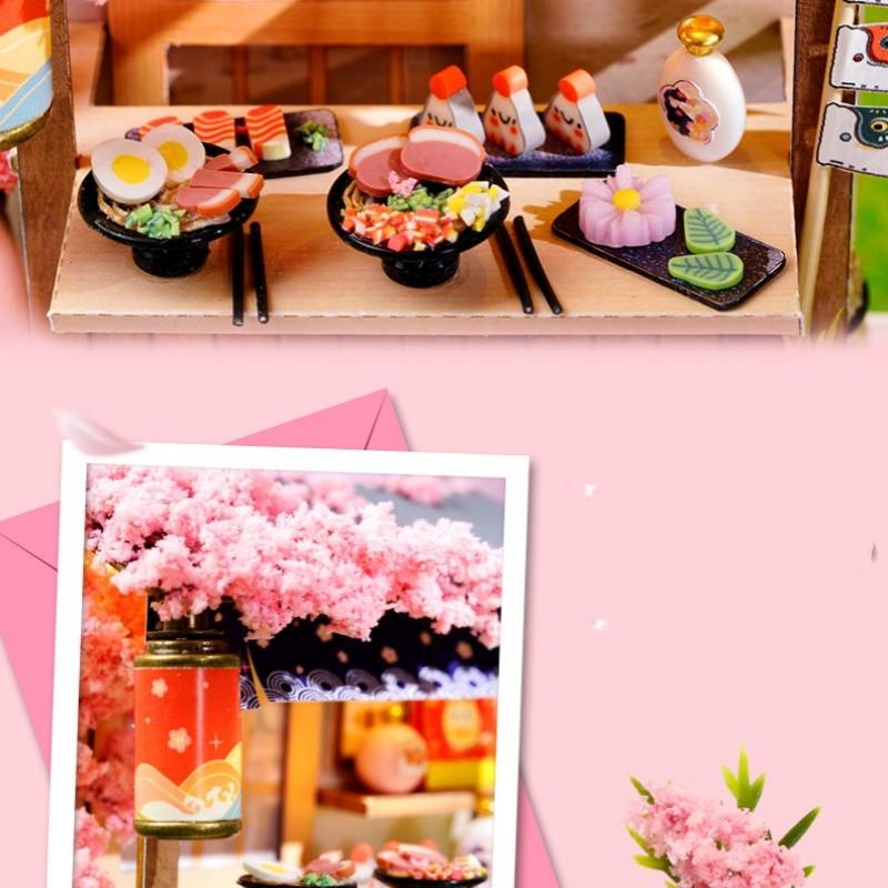 DIY Japanese Cherry Blossom Restaurant Book Nook Kit, Creative Handmade Art Craft Model, Perfect Gift for Holidays and Birthdays