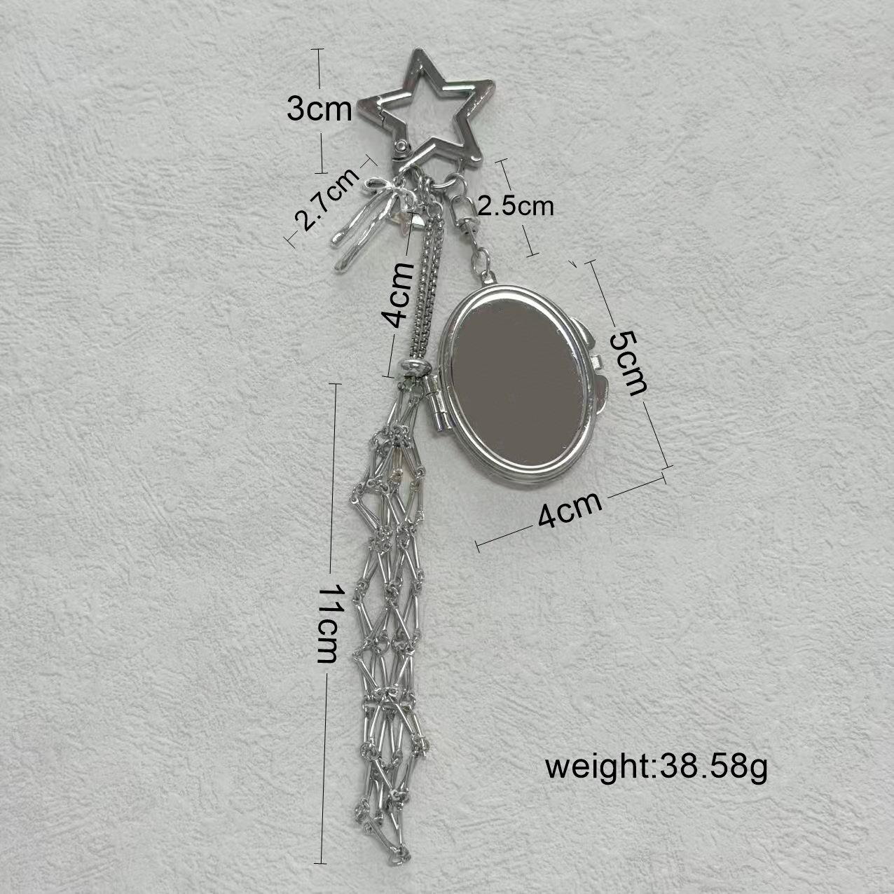 Ins style lady's fashion lipstick storage mirror case lipstick bag mesh bag keychain pendant