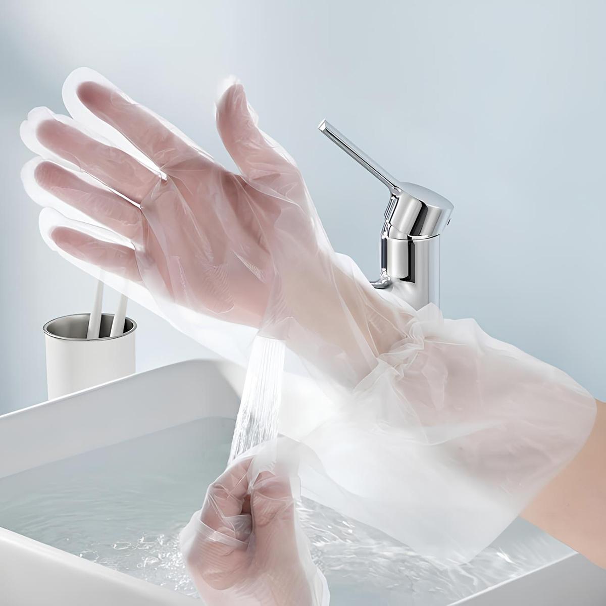 20pcs Disposable Long Arm Gloves with Elastic Cuff 23.6inch Household Cleaning Thick Kitchen Dish washing Gloves Food Handling Vegetable Washing