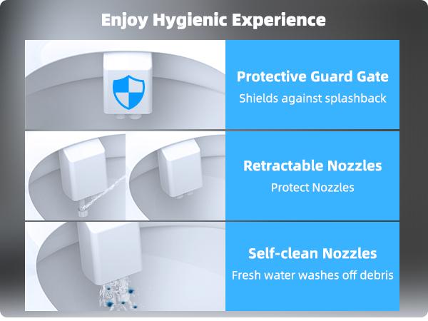 Hibbent Bidet Attachment for Toilet, Hot and Cold Water Spray Non-Electric Dual Nozzle for Frontal & Rear Wash, Adjustable Water Pressure Control, Self Cleaning Water Sprayer, White