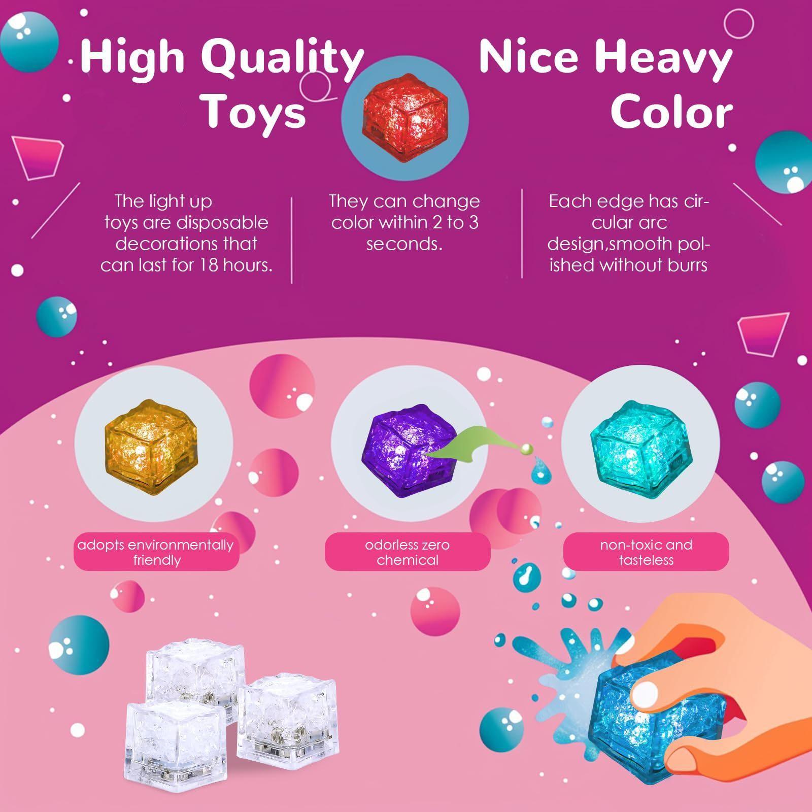 6pcs Color LED Flashing Ice Cubes, Fake Ice Cubes, Waterproof Reusable, Water Activated, Party Drinks, Wedding Bars, DIY Toy, Summer Toys, Water Toys