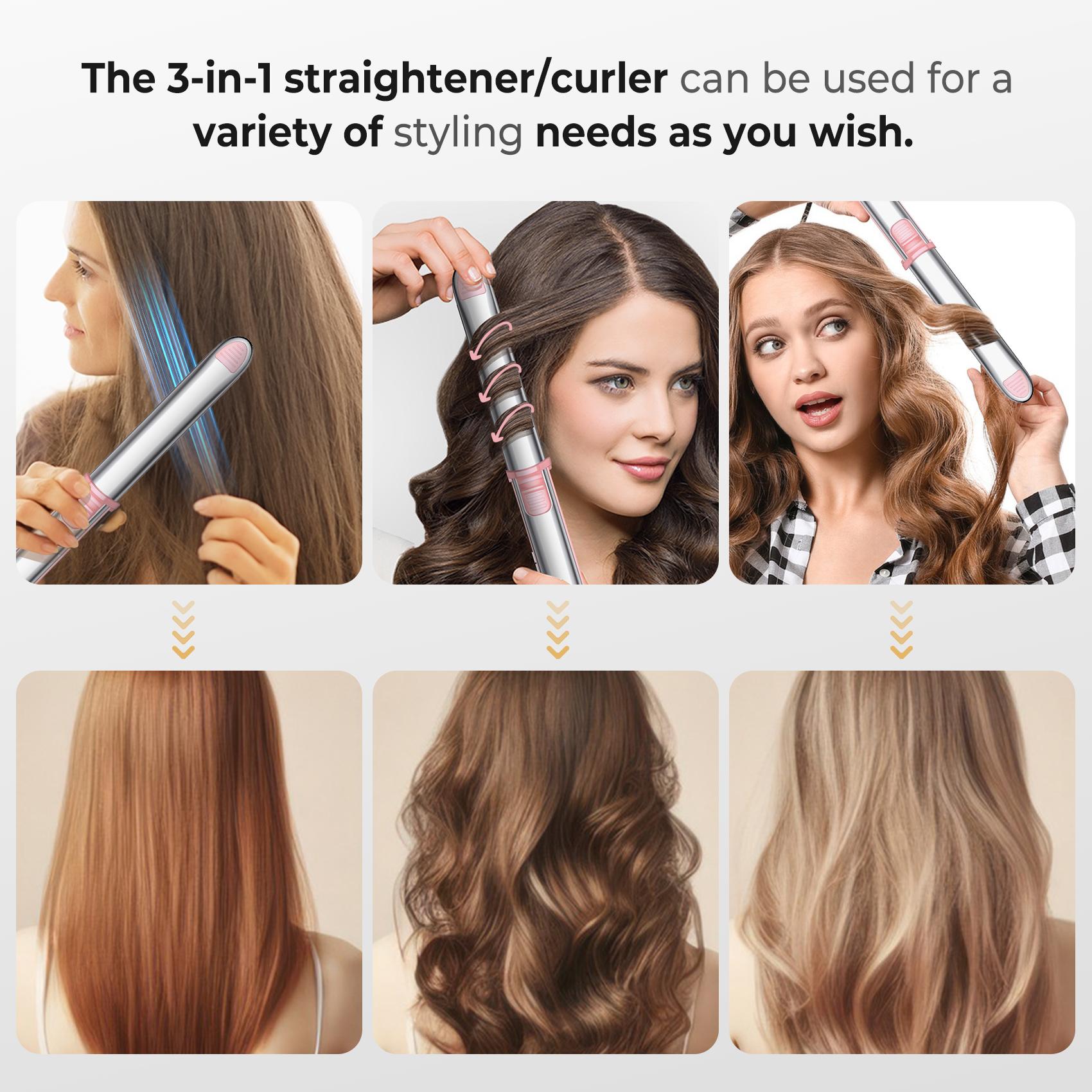 Professional Flat Iron Hair Straightener, Titanium Hair Straightening Ionic Fast Heating Hair Tools, 2 in 1 Hair Straightener Hair Curler, Hair Styling Tools for Women, Gift