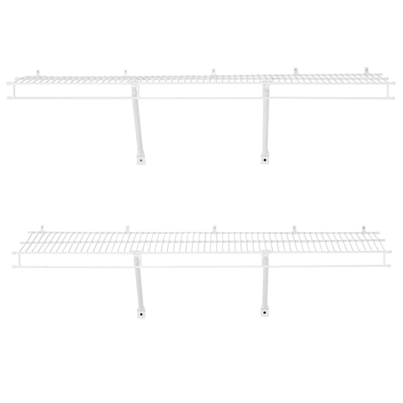 VEVOR Wire Shelf Kit, 4 ft, Set of 2, Wall Mounted Wire Shelves, Heavy-Duty Carbon Steel Hanging Shelf, Floating Wall Storage Shelves with Dip Coating, for Closet, Bedroom, Living Room, Office, Pantr VEVOR Wire Shelf Kit, 4 ft, Set of 2, Wall Mounted Wire Shelves, Heavy-Duty Carbon Steel Hanging Shelf, Floating Wall Storage Shelves with Dip Coating, for Closet, Bedroom, Living Room, Office, Pantr
