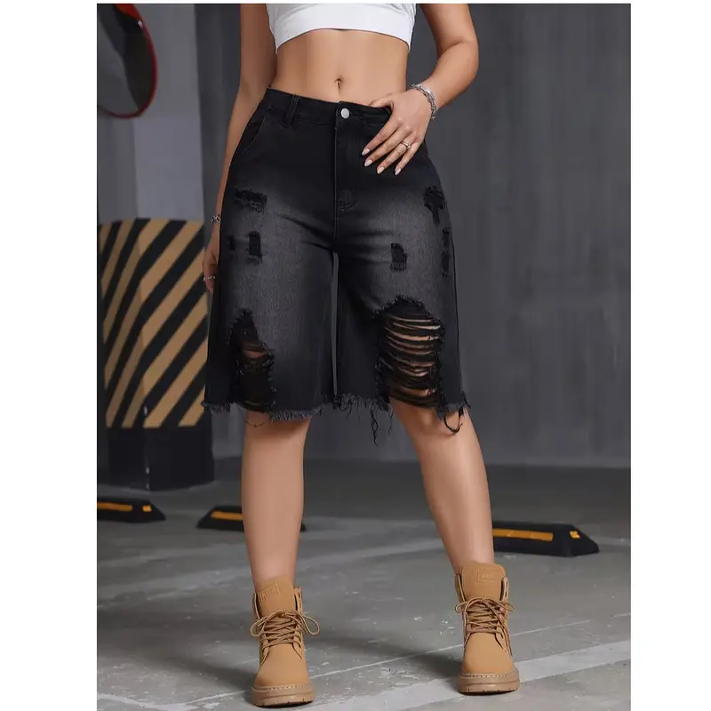 D334  Women'S Denim Ultra-Short Shorts, Trendy High Street Fringed American Fashion Versatile Slim-Fit Stretch Pants