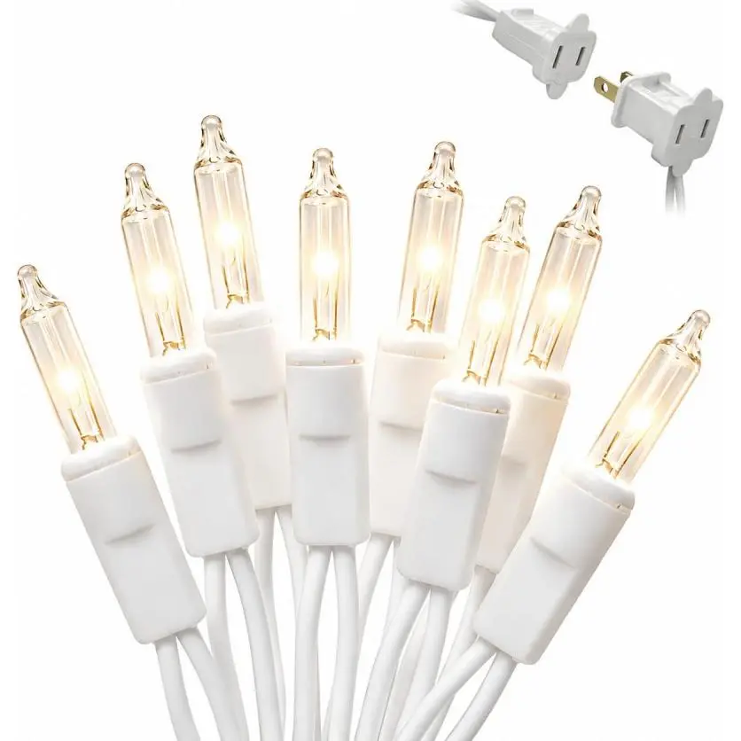 Warm White Christmas Lights, 21Ft 100 Incandescent Mini Bulbs, UL Certified, Connectable, Indoor and Outdoor, Perfect for Christmas Tree, Wreath, Home, Yard, Wedding, Party, Holiday Decor