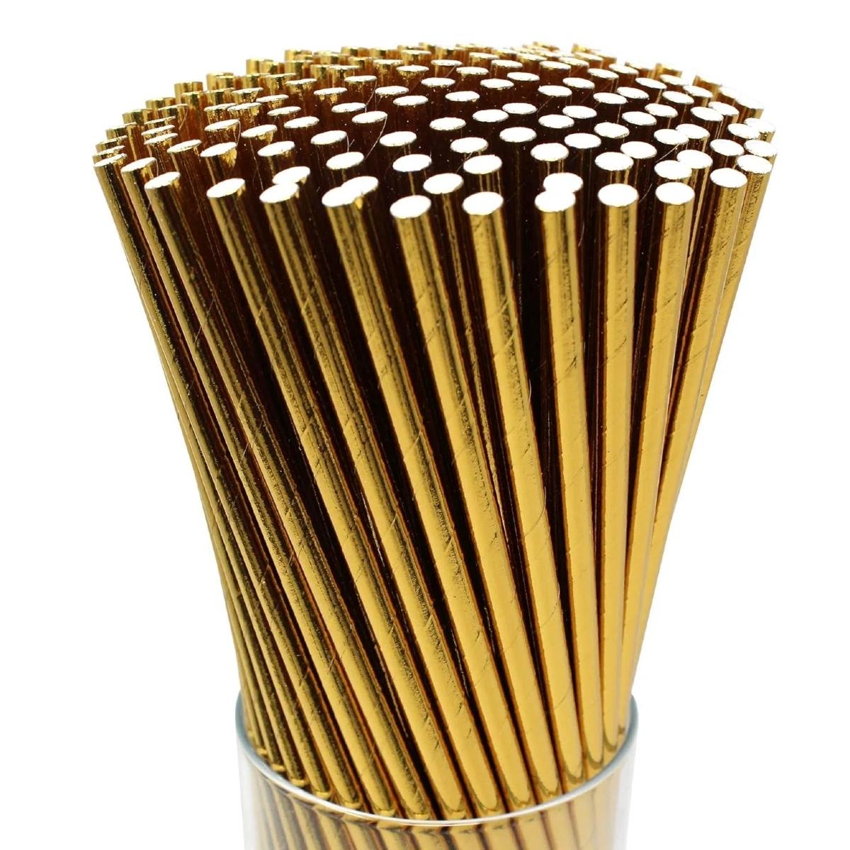 Elegant Striped mix Disposable Paper Straws, Gold Foil Crafted, Perfect for Birthdays Weddings Holidays, Cocktail Drink Accessories