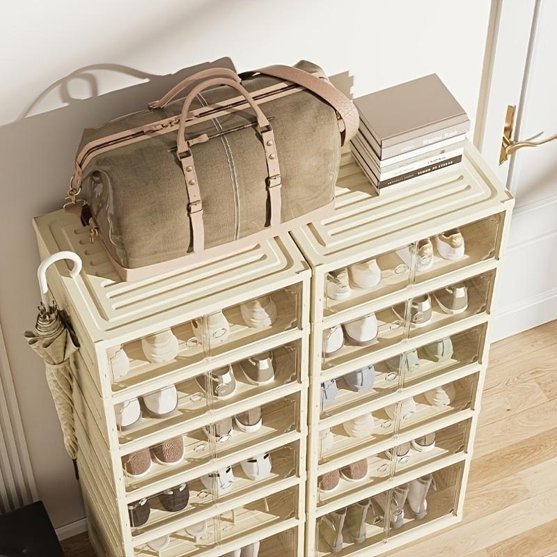 Multi-Layer Foldable Shoe Box, Dustproof Thickened Plastic, Sneaker Shoe Storage Box, Stackable Cabinet, Transparent Organizers Rack