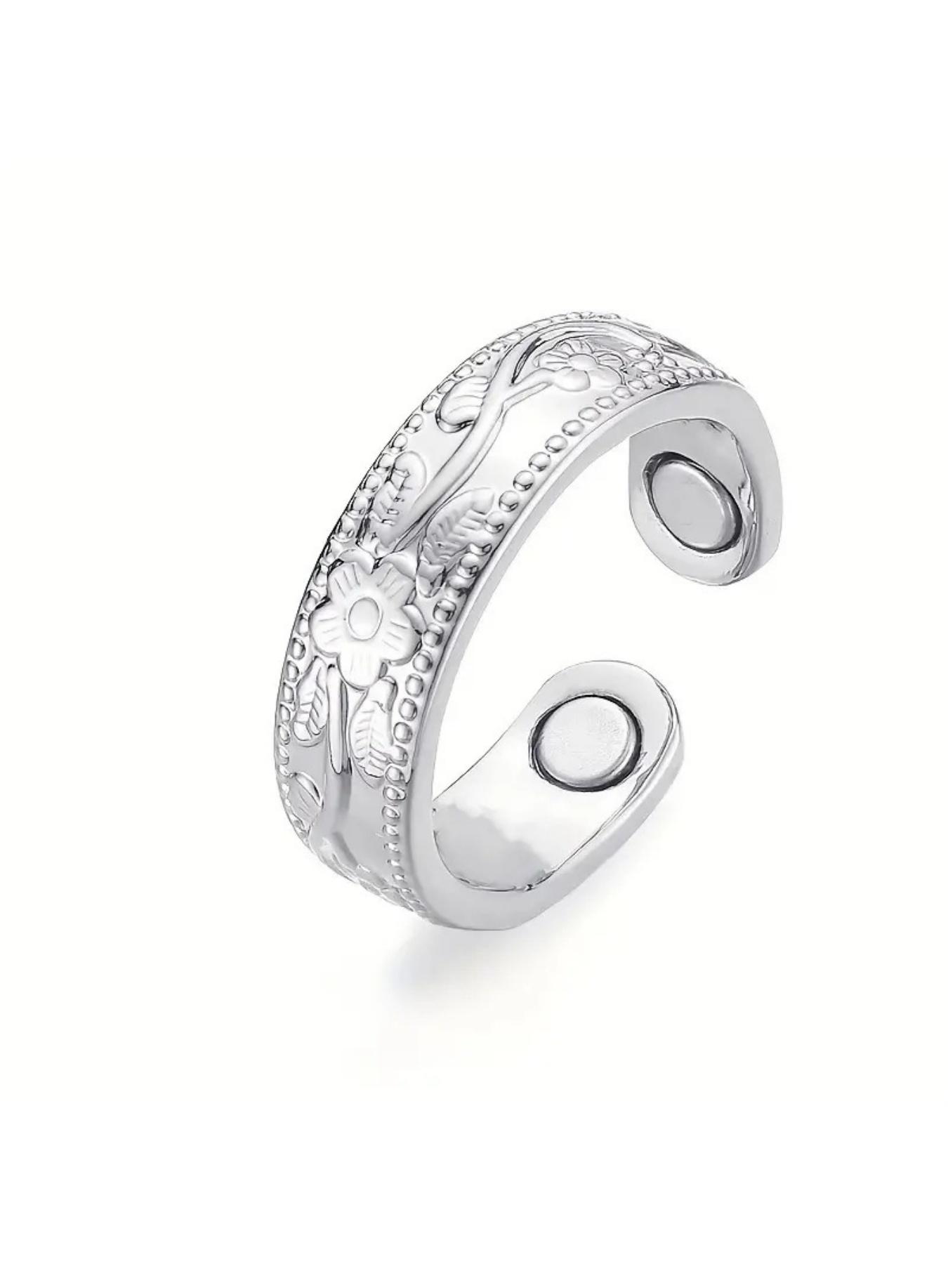 Trendy Luxury Copper Plum Four Magnet Therapy Ring, Couple's Fashion Jewelry, in Stock, Perfect Gift for Lovers