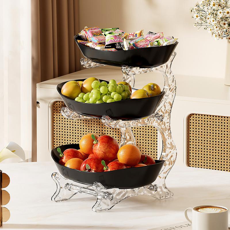 Three-Tier Fruit Basket with Stand, Detachable Snack/nut/cake/dessert/vegetable Storage Box, Perfect Kitchen Counter Organizer