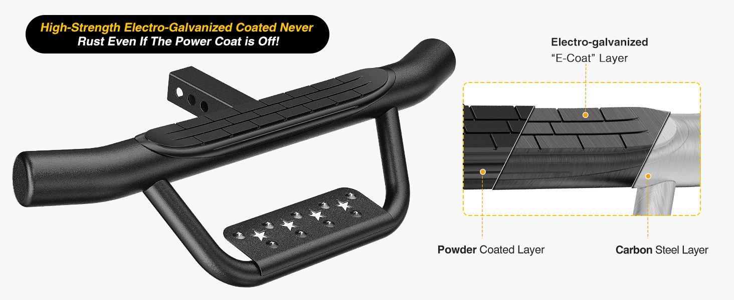Nilight Foldable Rear Bumper Guard Vehicle Accessory - 2-in Receiver Step Bar, Universal Pickup Truck Tailgate Ladder, 1x5/8-in Pin, Rust-Resistant Coating, Non-Slip Mat, 350 lbs Load, Automotive Accessories for Off-Road Use