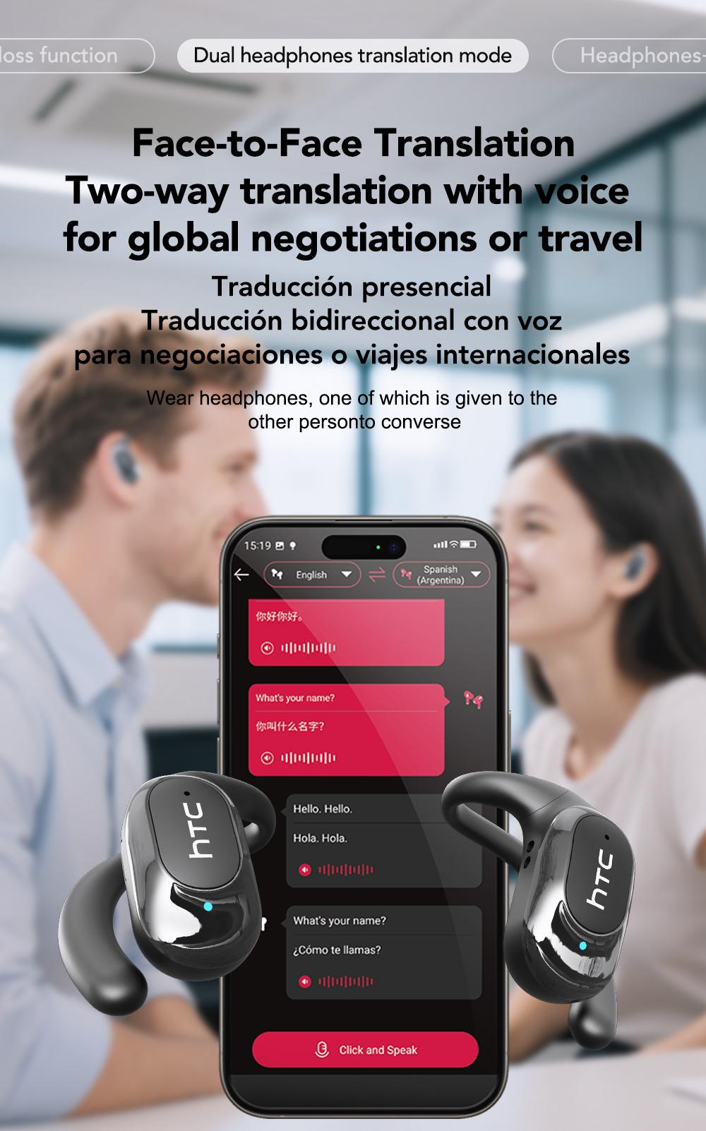 HTC-NE17 AI Earbuds: 134-language translation, Hi-Fi audio, fast charge & long battery, lightweight, wide compatibility & stable conn #fathersdaygiftsectivity.