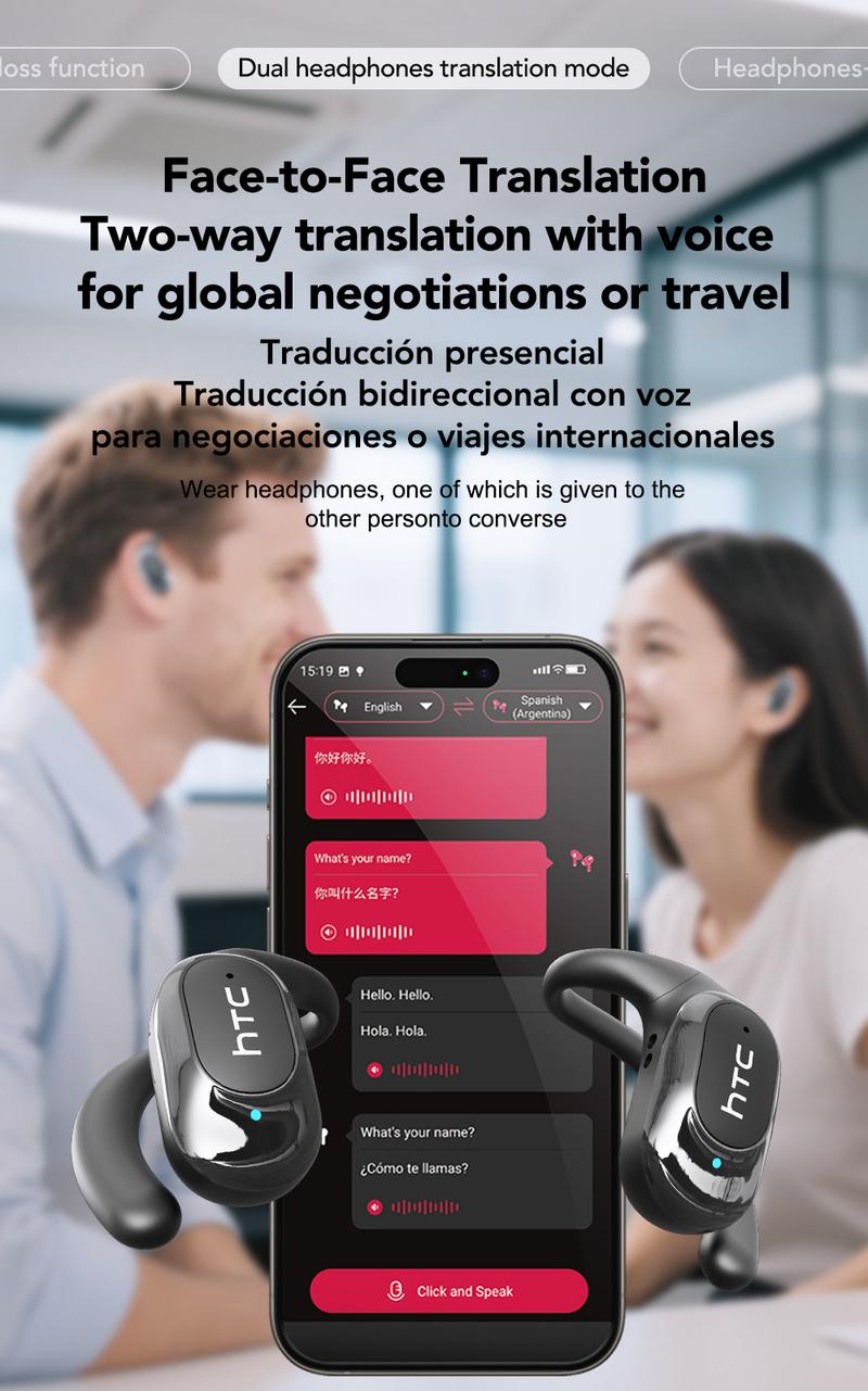 HTC-NE17 AI Earbuds: 134-language translation, Hi-Fi audio, fast charge & long battery, lightweight, wide compatibility & stable conn #fathersdaygiftsectivity.