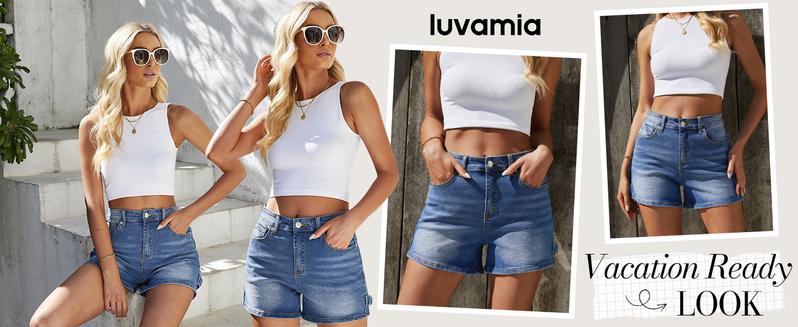 luvamia Jean Shorts for Women Trendy High Waisted Denim Shorts Carpenter Stretchy Summer Casual Mom Cut Off Jeans Shorts nice jeans Basic Trouser Womenswear luvamia Jean Shorts for Women Trendy High Waisted Denim Shorts Carpenter Stretchy Summer Casual Mom Cut Off Jeans Shorts nice jeans Basic Trouser Womenswear