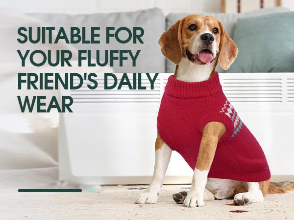 Kuoser Dog Sweater, Dog Sweaters, Boy Girl Dog Christmas Sweater, Pet Sweatshirt Outfits for Male Female Dogs, Warm Big Dog Pullover Knitwear Clothes for Fall Winter