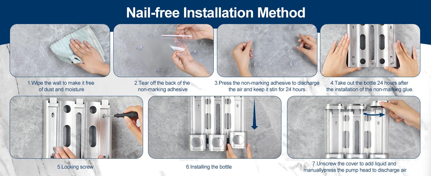 Zoronk 3-in-1 Room Wall Mounted Bathroom Shower Pump Dispenser and Organizer,with Waterproof Label-can be Used for Shampoo,Conditioner, Body Lotion,Body Wash,Bathroom,Kitchen,Hotel(Silvery) Zoronk 3-in-1 Room Wall Mounted Bathroom Shower Pump Dispenser and Organizer,with Waterproof Label-can be Used for Shampoo,Conditioner, Body Lotion,Body Wash,Bathroom,Kitchen,Hotel(Silvery)