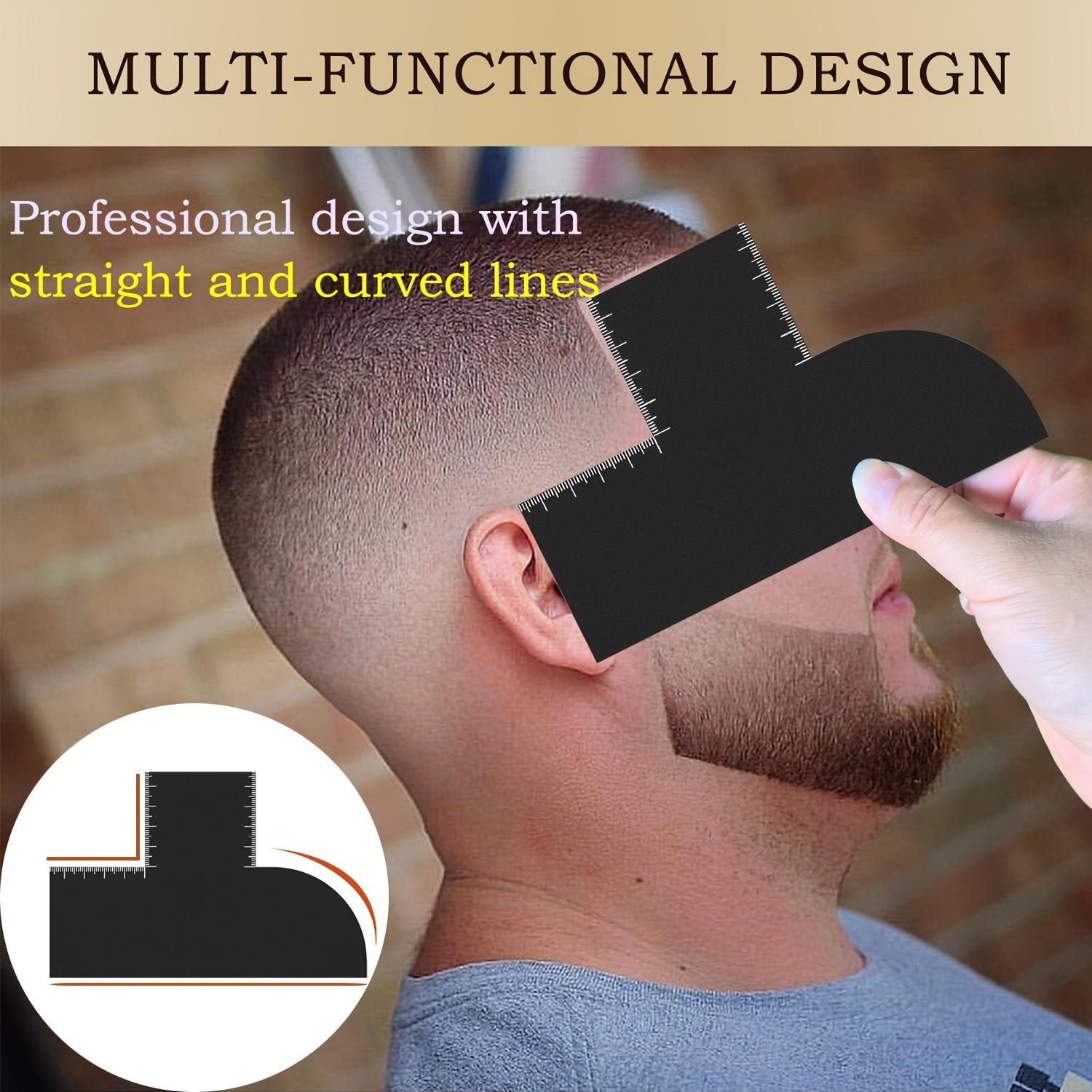 T-Shaped Hair Cutting Guide Template, Professional Barber Hairline Shaper Ruler, DIY Haircut Stencil for Men's Fade & Beard Lineup, Salon Home Hair Styling Tool