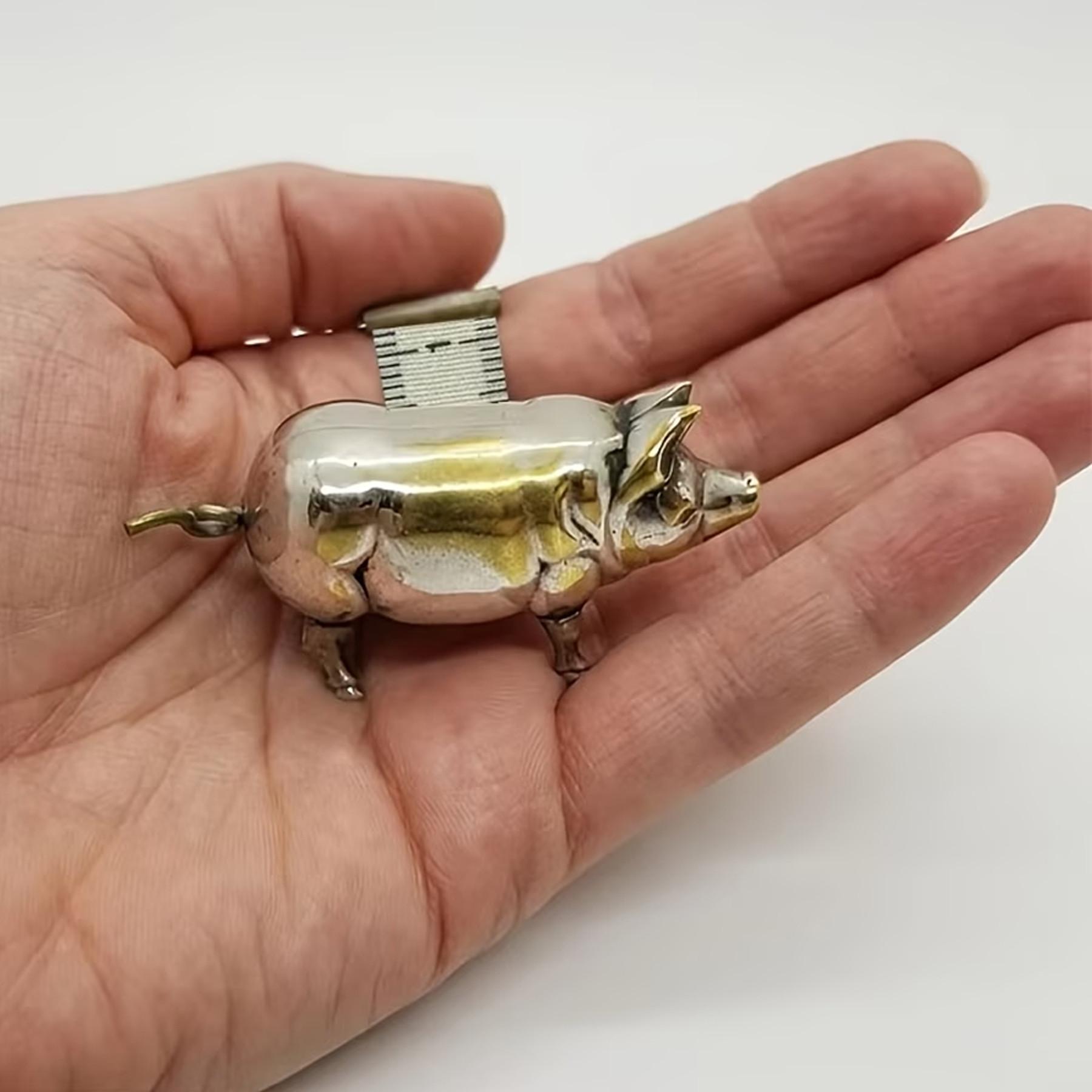 Antique-Style Miniature Pig Measuring Tape, Retro Metal Soft Tape Measure, Cute Sewing Tool for Quilting & Handicrafts, Unique Gift for Quilters