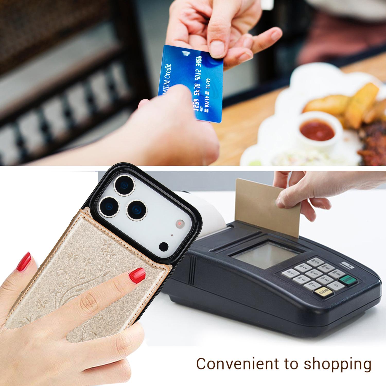 For iPhone 17 Pro Max 16 15 14 13 12 11 Magnetic Flip Leather Wallet Card Case with Card Holder Embossed Butterfly Premium PU Leather Kickstand Case