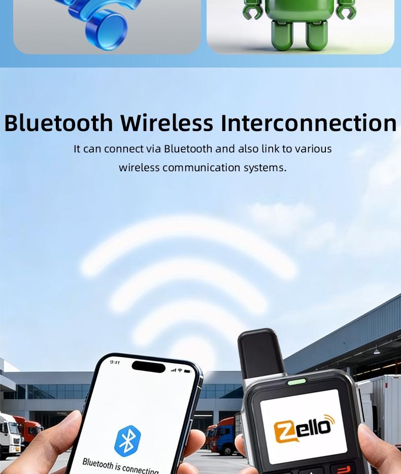 Aluminum alloy shell 4G walkie talkie Zello Android system equipped with WiFi Bluetooth, capable of long-distance communication. Ultra thin two-way walkie talkie is very suitable for hotels, restaurants, and property service wireless walkie talkies