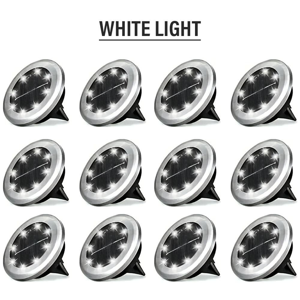 4/8/12-pack Solar 8LED Ground Lights - Solar outdoor step lights, IP65 path lights, garden lights, Outdoor Waterproof Lights, for steps, paths, lawns, and landscape lighting outdoors - Warm white/cool white options available