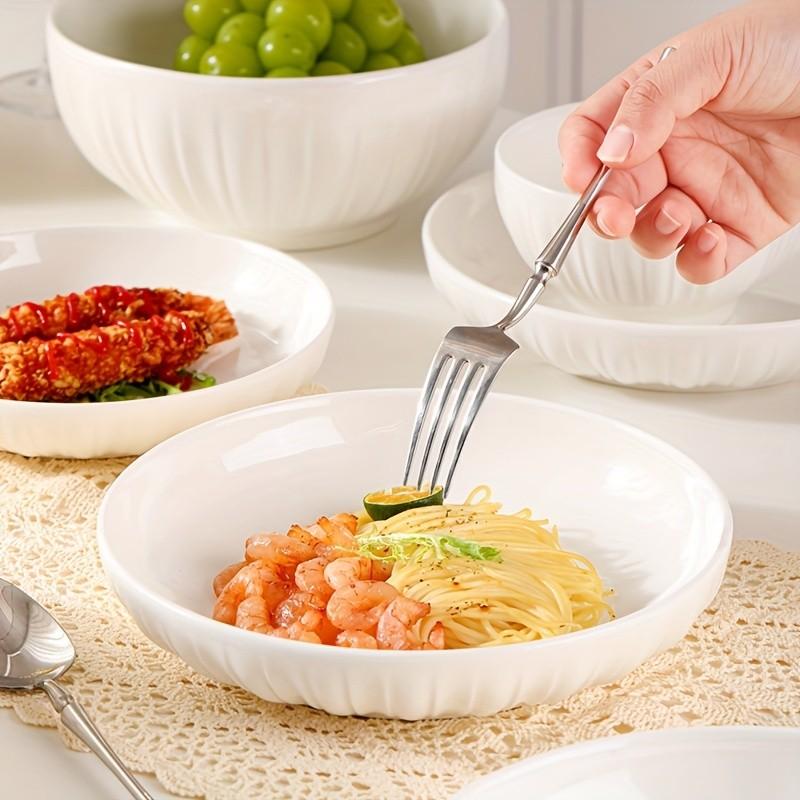 12pcs Ceramic Dinnerware Set, 4 Bowls 4 Plates 4 Spoons, Complete Tableware Set, Dishwasher & Microwave Safe, Home Daily Use