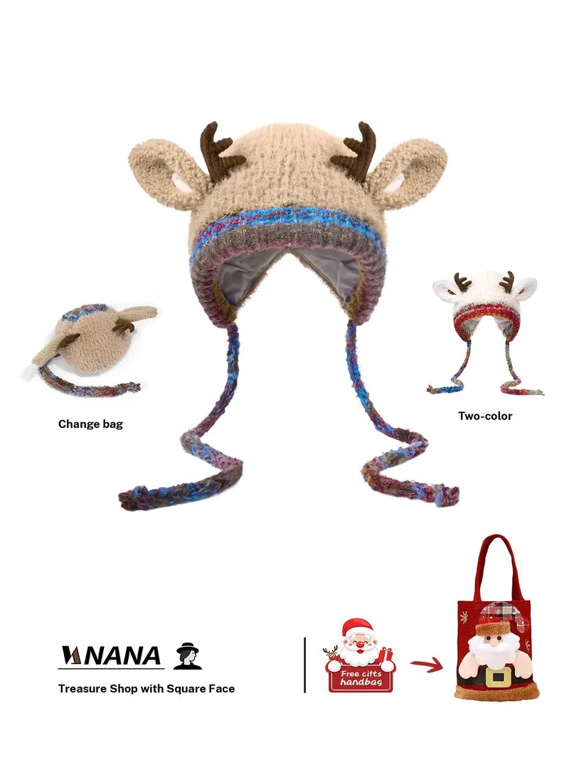 Original design Festive Christmas Antler Hat (It can be used as a handbag,A hat has multiple uses.)Knitted Ear Protection Windproof Warm Hat Suitable for the family It can be worn by adults and children, without limiting the circumference of the head Original design Festive Christmas Antler Hat (It can be used as a handbag,A hat has multiple uses.)Knitted Ear Protection Windproof Warm Hat Suitable for the family It can be worn by adults and children, without limiting the circumference of the head