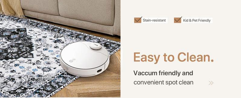 LOCHAS Low Pile Chenille Rug Durable Non-Slip Carpet for Living Room, Modern Boho Home Decor Luxurious Floral Print