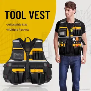 1PC multifunctional work vest, Oxford cloth thickened waterproof, portable tool storage, woodworking and electrician specific maintenance wear-resistant work vest.