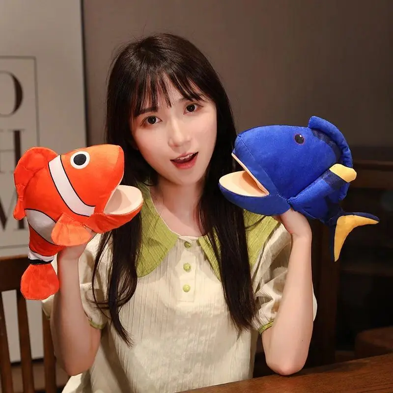 Hot Crocodile Shark Killer Whale Plush Hand Puppets Lifelike Tropical Fish Penguin Octopus Hand Puppets For Kids Adults Muppets