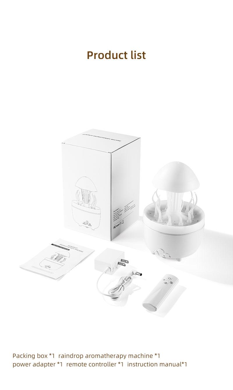 Rotating raindrop aromatherapy machine household colorful night light desktop mushroom water grass air humidifier with remote control diffuser