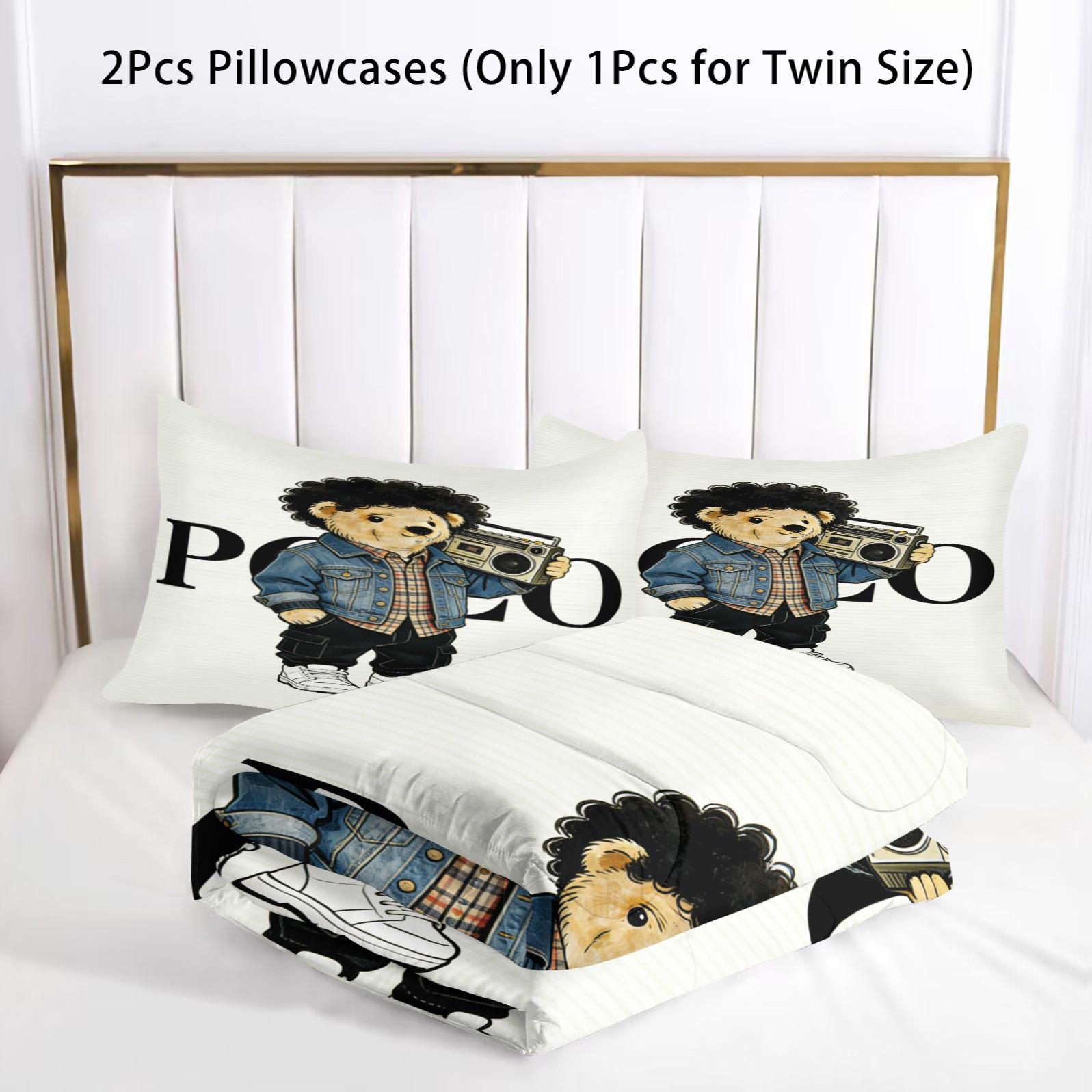 Bamboo Print Pattern Bedding Set, Includes 1 Quilt and 1 or 2 Pillowcases Without Pillow Inserts, Soft Bedroom Decor for Kids or Adults, Perfect Gift