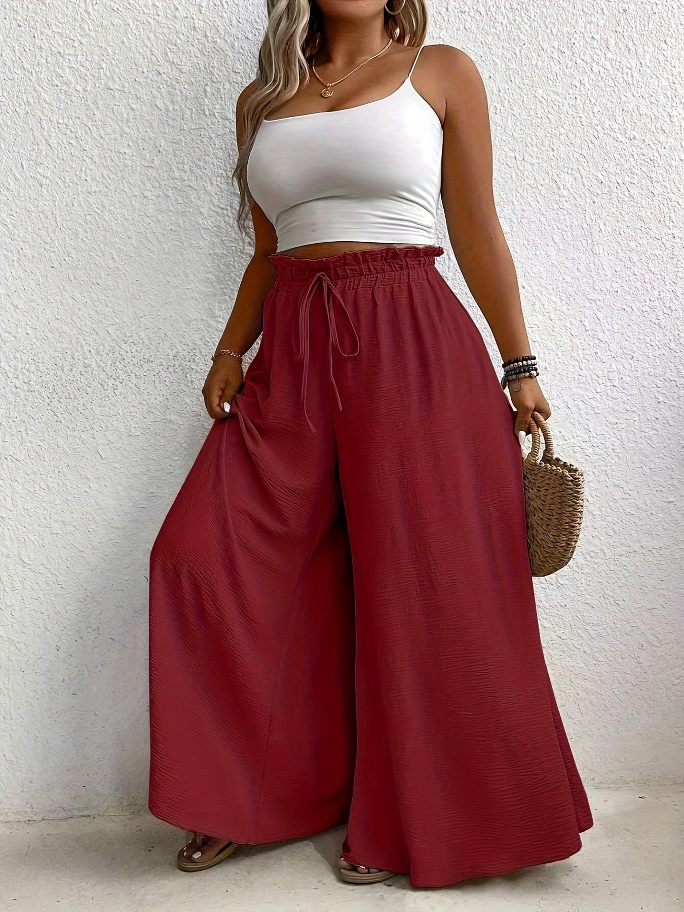 Elegant Plus Size Women's Wide Leg Pants, Loose Fit Commuter Style, Drapey Casual Trousers, Trendy Ladies Fashion Elegant Plus Size Women's Wide Leg Pants, Loose Fit Commuter Style, Drapey Casual Trousers, Trendy Ladies Fashion