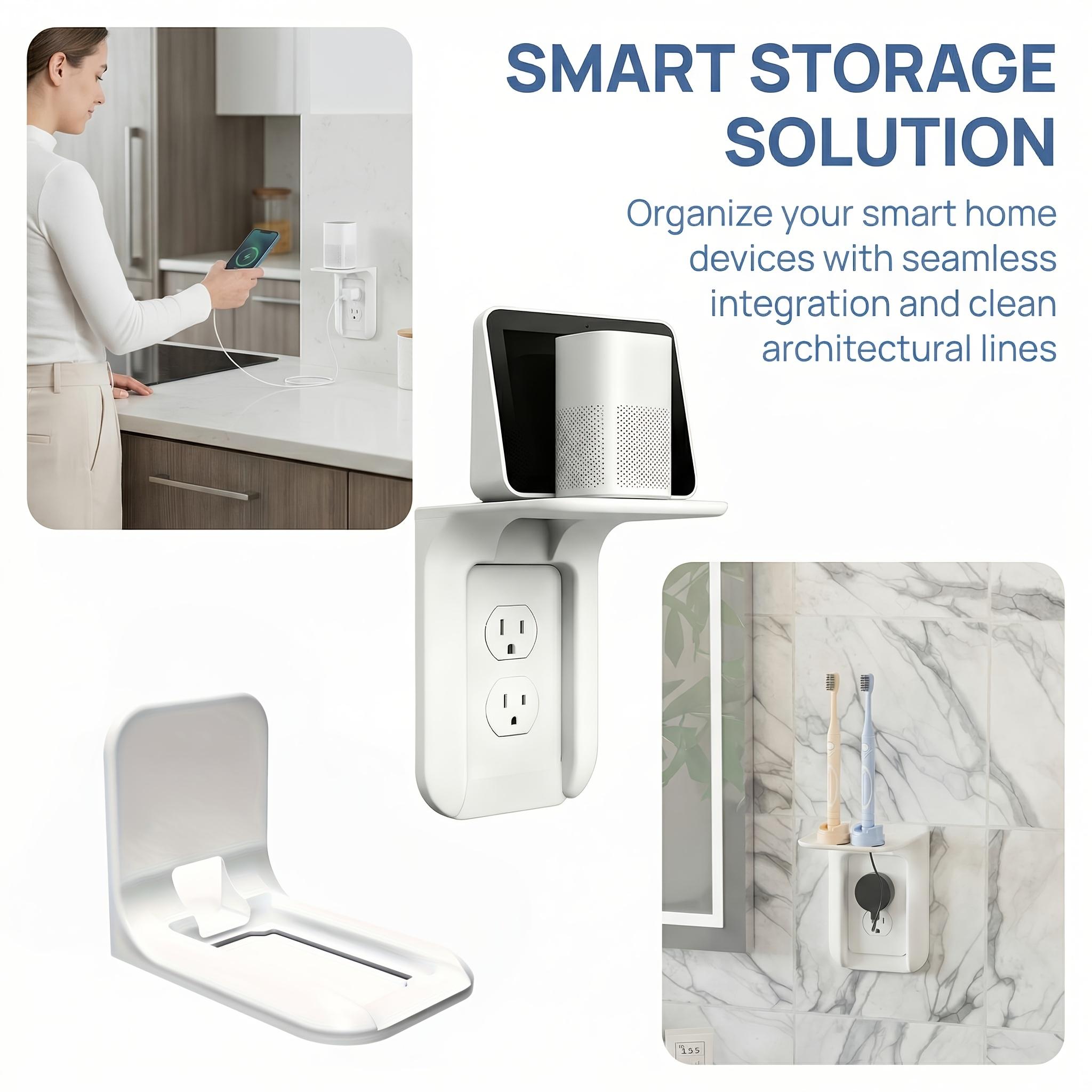 Wall-Mounted Storage Shelf, Thickened Upgrade, Cable Organizer, Socket Holder, Bathroom Living Room Bedroom, No Drilling, Space-Saving, Electric Toothbrush Phone Sensor Light Holder