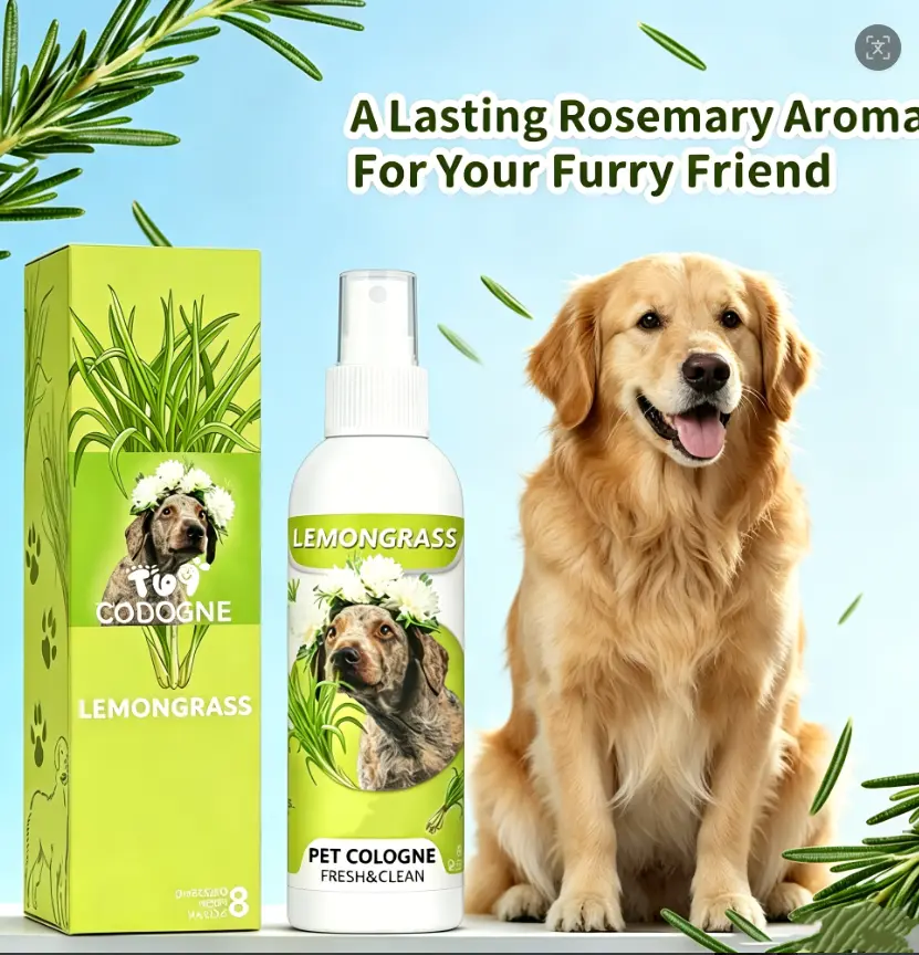 Stinky Pet Freshener Spray, 100% Plant-Based Lemongrass Dog Cat Cologne, Long Lasting Odor Control Mist, No-Bath Quick Fur Deodorizer Safe for All Breeds