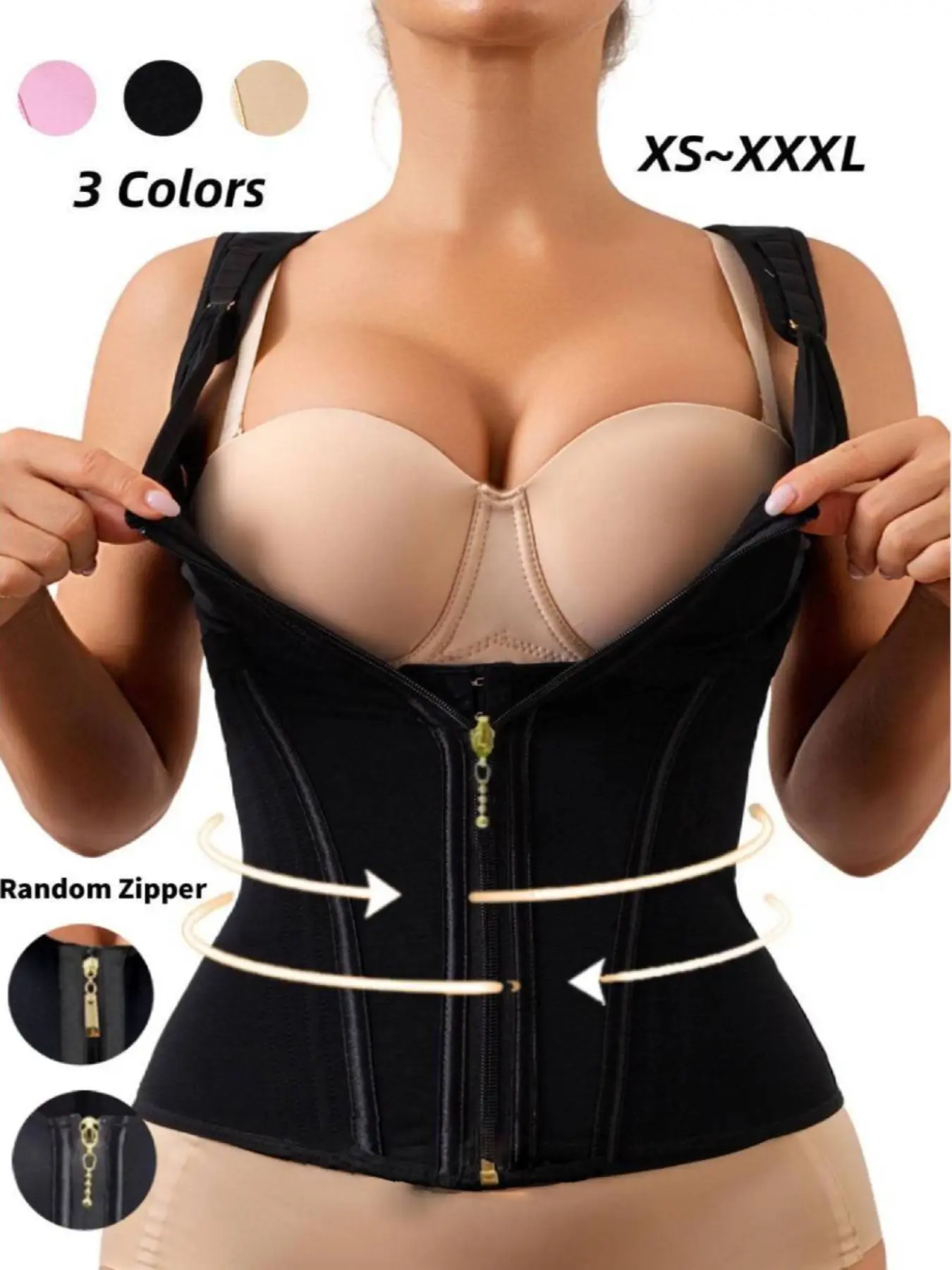 Women's Waist Training Shapewear Top with Adjustable Straps, Tummy Control Compression Top, Fitness Apparel, Corset Waist Shaper for Daily Wear, Corset Waist Trainer, Corset Style Shapewear, Tummy Control Garments, Tight Waist Design